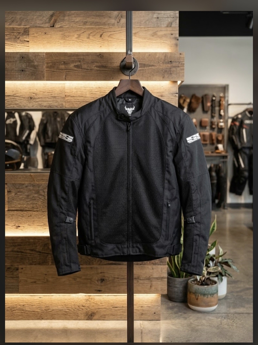 Black Men's Textile Motorcycle Jacket